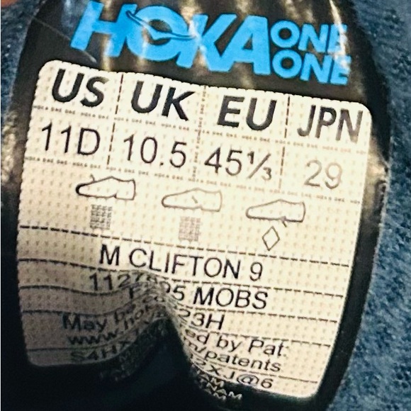 HOKA One One Clifton 9 Men’s Size 11 | Midnight Ocean Bluesteel Running Shoes - Picture 2 of 14